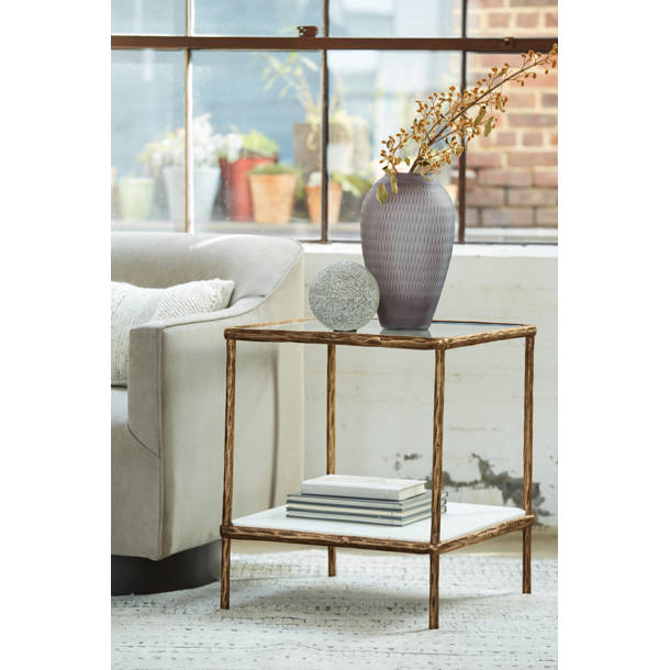 Bayou Breeze Emmie Glass Top End Table with Storage & Reviews Wayfair